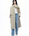 Beige Shawl-Designed Trench Coat