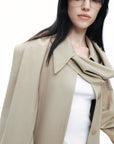 Beige Shawl-Designed Trench Coat