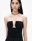 Black Drape-Designed Crop Top