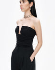 Black Drape-Designed Crop Top