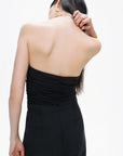 Black Drape-Designed Crop Top