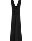 Black Padded Shoulder Maxi Dress
