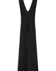 Black Padded Shoulder Maxi Dress