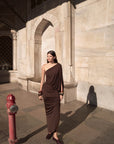 Brown Draped Detail Maxi Dress