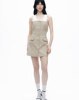Beige Strapless Mini Dress