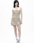 Beige Strapless Mini Dress