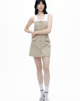 Beige Strapless Mini Dress