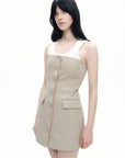Beige Strapless Mini Dress