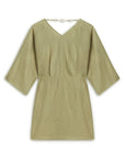 Green Beaded Back Detailed Mini Dress