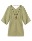 Green Beaded Back Detailed Mini Dress