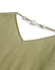 Green Beaded Back Detailed Mini Dress