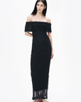Black Off-The-Shoulder Lace Maxi Dress