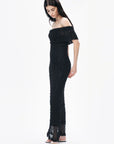 Black Off-The-Shoulder Lace Maxi Dress