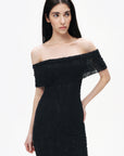 Black Off-The-Shoulder Lace Maxi Dress