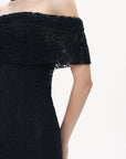 Black Off-The-Shoulder Lace Maxi Dress