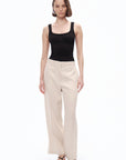 Beige Slit Detailed Pants