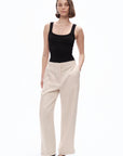 Beige Slit Detailed Pants