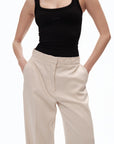 Beige Slit Detailed Pants