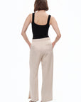 Beige Slit Detailed Pants