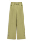 Green Metal Buckle Detailed Belted Pants