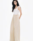 Beige Double Pleated Pants