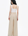 Beige Double Pleated Pants