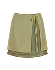 Green Mini Skirt with Tie Detail
