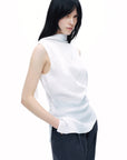 White Shawl-Designed Blouse