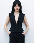 Black Corset-Designed Vest