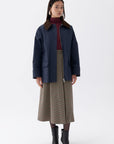 Blue Shirt Collar Cotton Blend Coat
