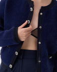 Blue Buttoned Knitwear Cardigan