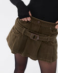 Mini Jean Skirt with Belt Detail
