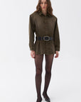 Belted Mini Shirt Dress
