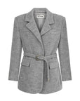 Gray Self-Belted Double Breasted Jacket