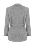Gray Self-Belted Double Breasted Jacket