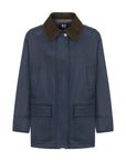 Blue Shirt Collar Cotton Blend Coat