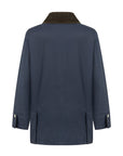 Blue Shirt Collar Cotton Blend Coat