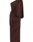 Brown Draped Detail Maxi Dress