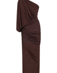 Brown Draped Detail Maxi Dress