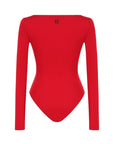 Red Crew Neck Bodysuit
