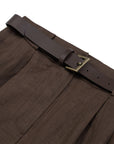 Coffee Belted Linen Mini Shorts