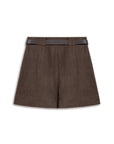 Coffee Belted Linen Mini Shorts