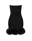 Rosy Black Strapless Corset Mini Evening Dress With Flower Details On The Hem Fınal Item - Porterist 3