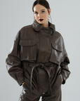 Safari Multi-Pocket Leather Jacket – Mocha