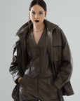 Safari Multi-Pocket Leather Jacket – Mocha
