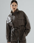 Safari Multi-Pocket Leather Jacket – Mocha