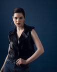 Short Leather Trench Coat – Black