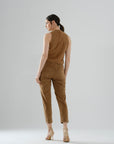 Straight-Leg Suede Pants – Brown
