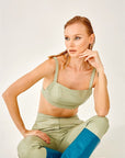 Straight Cut Leather Pants – Nile Green