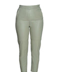 Straight Cut Leather Pants – Nile Green